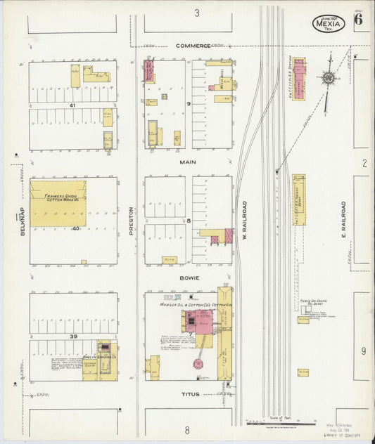 Sanborn Fire Insurance Map from Mexia, Limestone County, Texas (1921), Sheet #0006 - Historic Sanborn Fire Insurance Map Print, vintage old map wall art, antique decor, genealogy gift, Texas Texas map