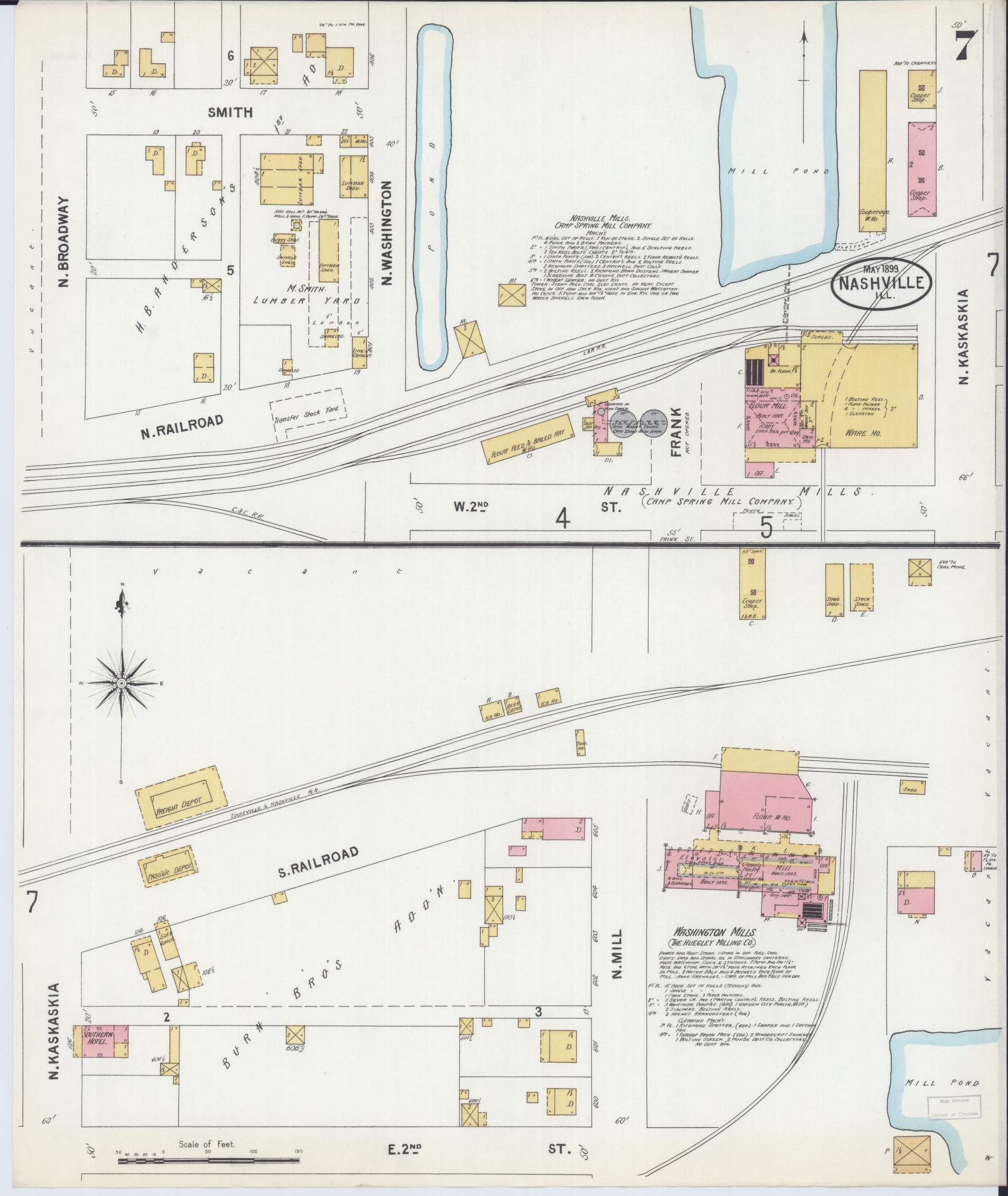 Sanborn Fire Insurance Map from Nashville, Washington County, Illinois (1899), Sheet #0007 - Complete Map Set gallery image, historic Sanborn map, vintage wall art, Illinois Illinois