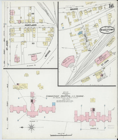 Sanborn Fire Insurance Map from Middletown, Middlesex County, Connecticut (1889), Sheet #0016 - Complete Map Set gallery image, historic Sanborn map, vintage wall art, Connecticut Connecticut