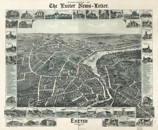 Exeter, New Hampshire, 1896. (1896) – Historic Bird’s-Eye View Panorama Print