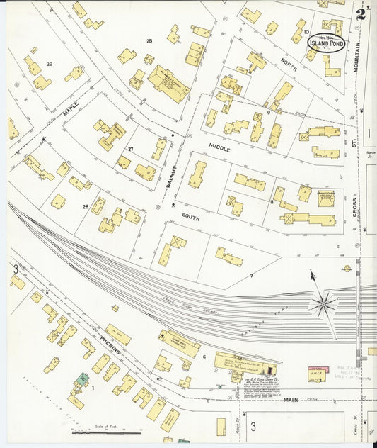 Sanborn Fire Insurance Map from Island Pond, Essex County, Vermont (1904), Sheet #0002 - Historic Sanborn Fire Insurance Map Print, vintage old map wall art, antique decor, genealogy gift, Vermont Vermont map