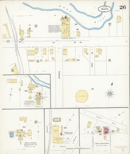Sanborn Fire Insurance Map from Napa, Napa County, California (1901), Sheet #0026 - Complete Map Set gallery image, historic Sanborn map, vintage wall art, California California
