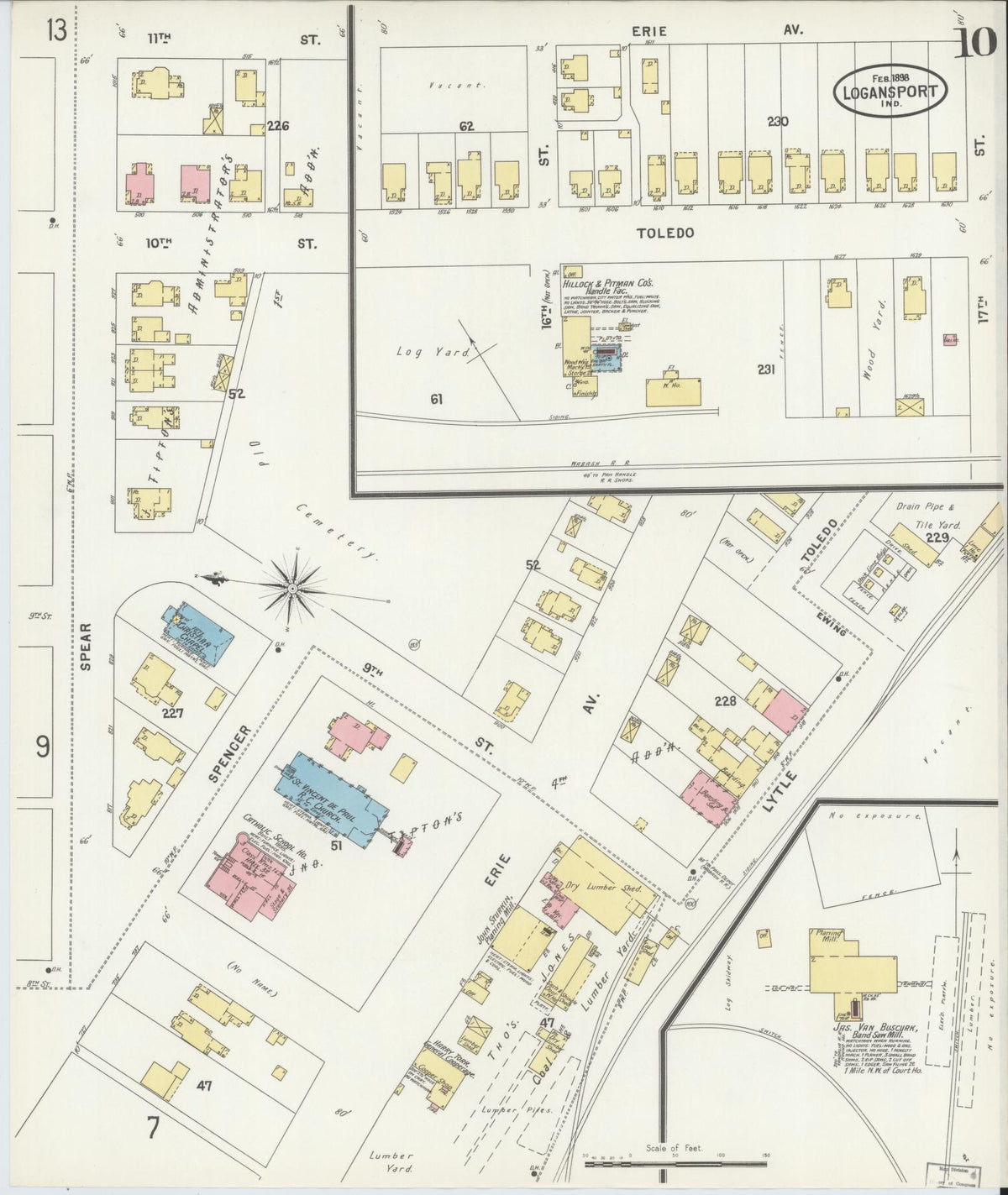 Sanborn Fire Insurance Map from Logansport, Cass County, Indiana (1898), Sheet #0010 - Historic Sanborn Fire Insurance Map Print, vintage old map wall art, antique decor, genealogy gift, Indiana Indiana map