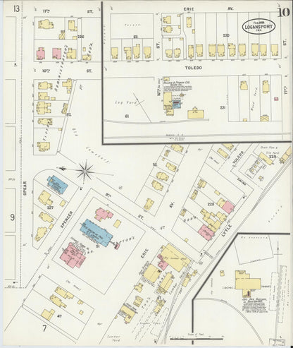 Sanborn Fire Insurance Map from Logansport, Cass County, Indiana (1898), Sheet #0010 - Historic Sanborn Fire Insurance Map Print, vintage old map wall art, antique decor, genealogy gift, Indiana Indiana map