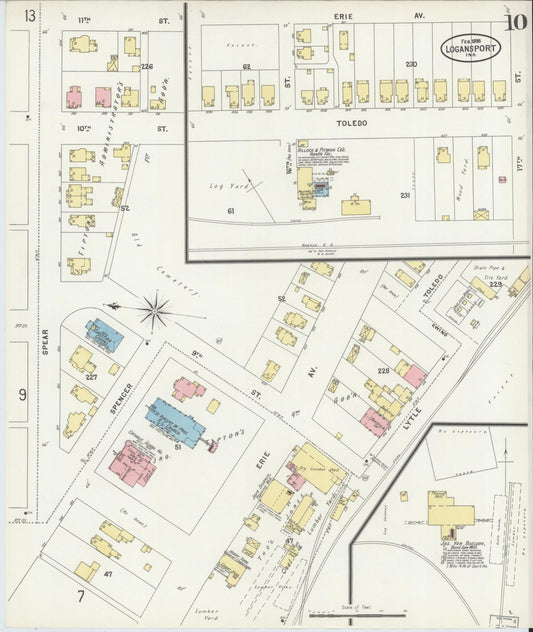 Sanborn Fire Insurance Map from Logansport, Cass County, Indiana (1898), Sheet #0010 - Historic Sanborn Fire Insurance Map Print, vintage old map wall art, antique decor, genealogy gift, Indiana Indiana map