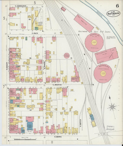 Sanborn Fire Insurance Map from Martinsburg, Berkeley County, West Virginia (1902), Sheet #0006 - Complete Map Set gallery image, historic Sanborn map, vintage wall art, West Virginia West Virginia
