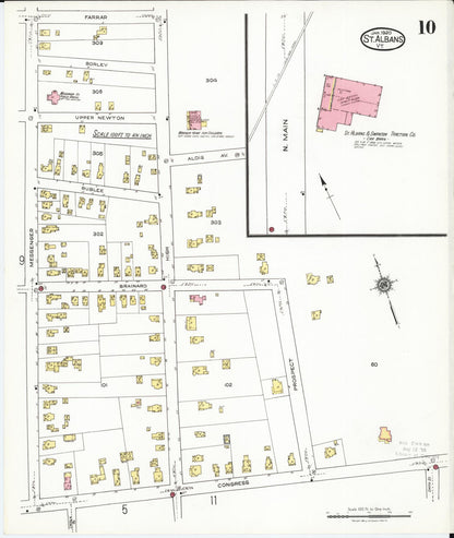 Sanborn Fire Insurance Map from Saint Albans, Franklin County, Vermont (1920), Sheet #0010 - Complete Map Set gallery image, historic Sanborn map, vintage wall art, Vermont Vermont
