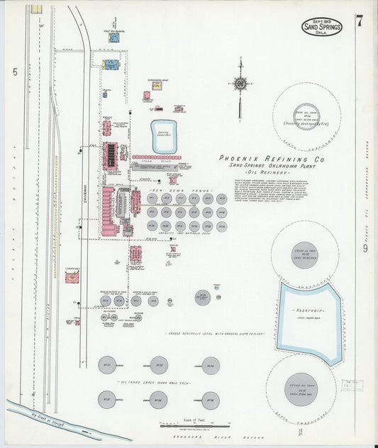 Sanborn Fire Insurance Map from Sand Springs, Tulsa County, Oklahoma (1919), Sheet #0007 - Historic Sanborn Fire Insurance Map Print, vintage old map wall art, antique decor, genealogy gift, Oklahoma Oklahoma map