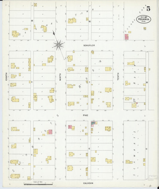 Sanborn Fire Insurance Map from Oquawka, Henderson County, Illinois (1907), Sheet #0005 - Historic Sanborn Fire Insurance Map Print, vintage old map wall art, antique decor, genealogy gift, Illinois Illinois map