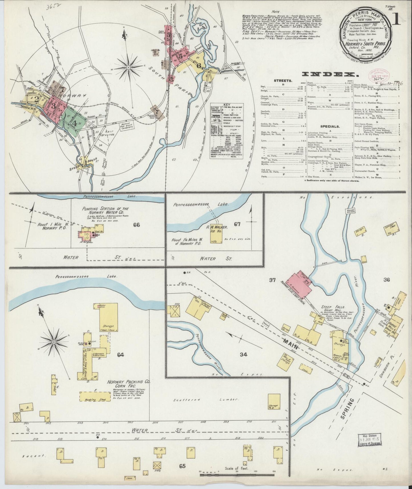 Sanborn Fire Insurance Map from Norway, Oxford County, Maine (1895), Sheet #0001 - Complete Map Set gallery image, historic Sanborn map, vintage wall art, Maine Maine