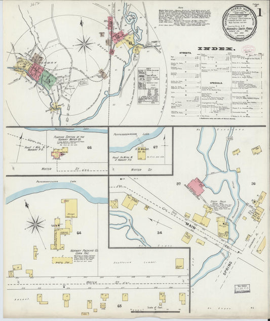 Sanborn Fire Insurance Map from Norway, Oxford County, Maine (1895), Sheet #0001 - Complete Map Set gallery image, historic Sanborn map, vintage wall art, Maine Maine