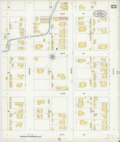 Sanborn Fire Insurance Map from Texarkana, Bowie County, Texas (1905), Sheet #0022 - Complete Map Set gallery image, historic Sanborn map, vintage wall art, Texas Texas