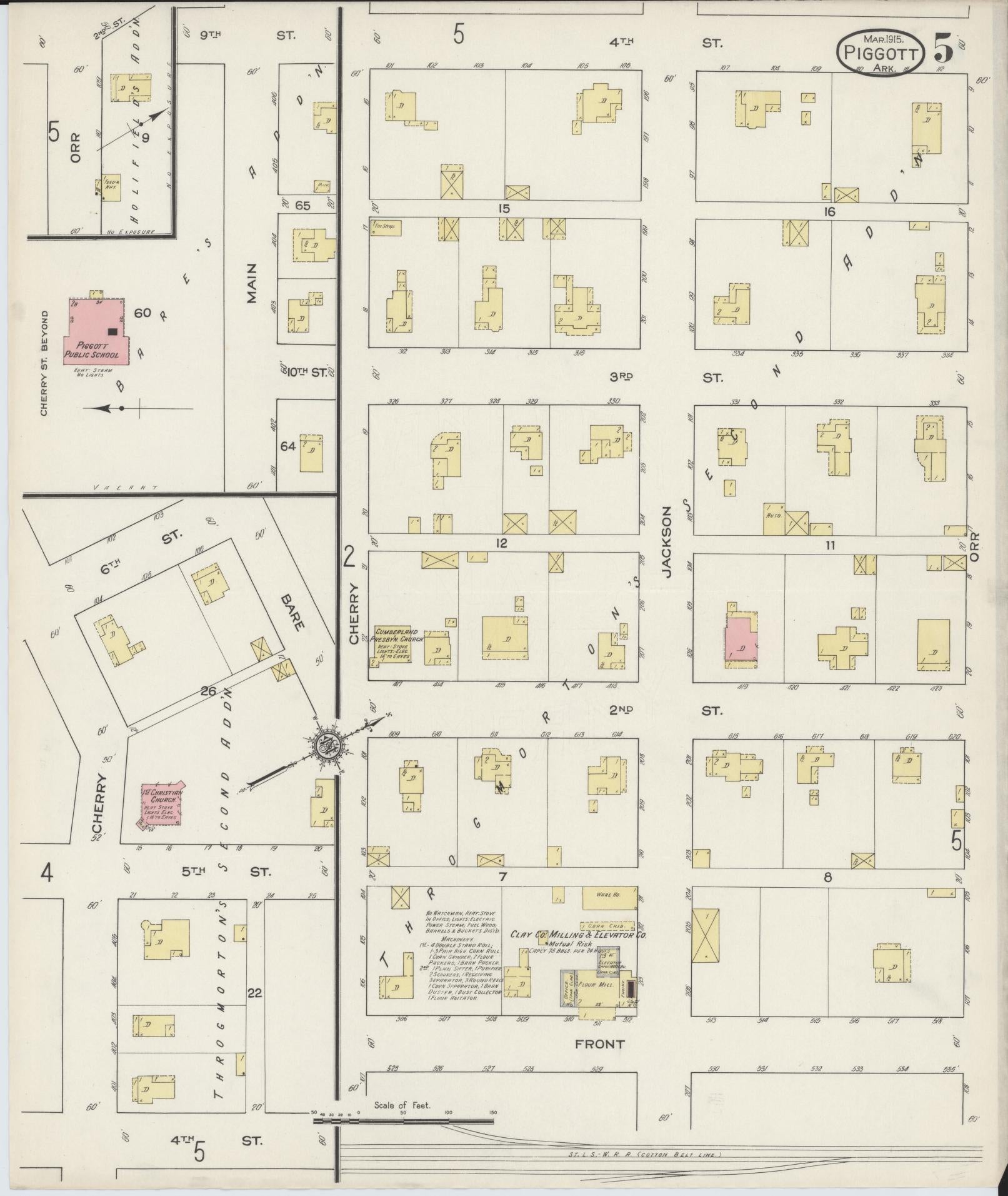 Sanborn Fire Insurance Map from Piggott, Clay County, Arkansas (1915), Sheet #0005 - Historic Sanborn Fire Insurance Map Print, vintage old map wall art, antique decor, genealogy gift, Arkansas Arkansas map