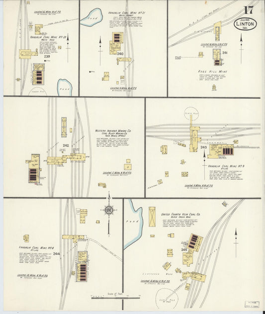 Sanborn Fire Insurance Map from Linton, Greene County, Indiana (1915), Sheet #0017 - Historic Sanborn Fire Insurance Map Print, vintage old map wall art, antique decor, genealogy gift, Indiana Indiana map