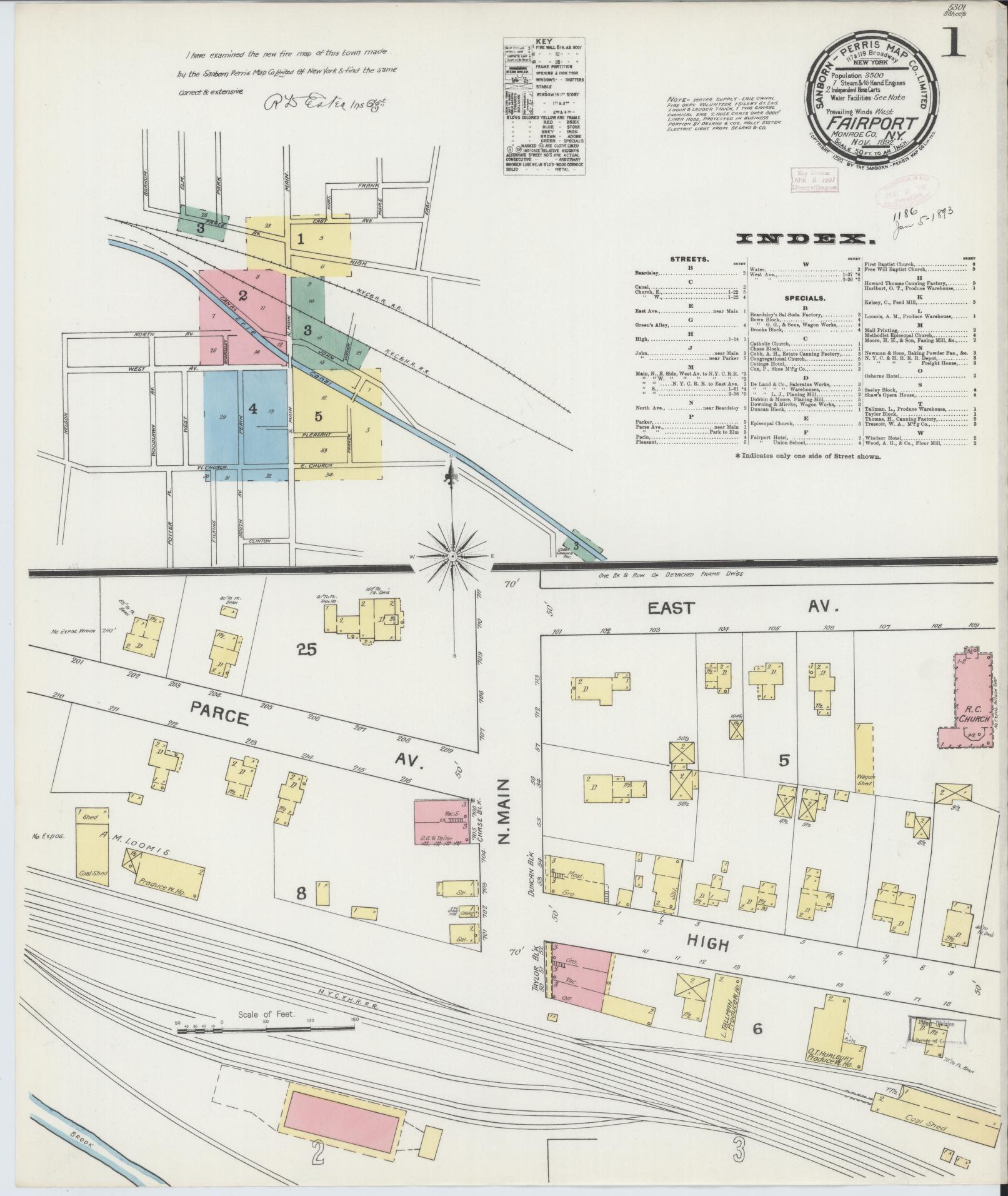 Sanborn Fire Insurance Map from Fairport, Monroe County, New York (1892), Sheet #0001 - Complete Map Set gallery image, historic Sanborn map, vintage wall art, New York New York