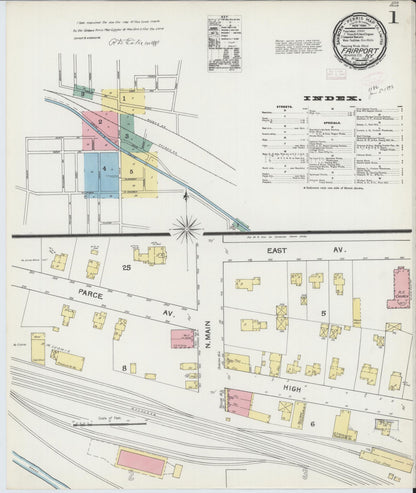 Sanborn Fire Insurance Map from Fairport, Monroe County, New York (1892), Sheet #0001 - Complete Map Set gallery image, historic Sanborn map, vintage wall art, New York New York