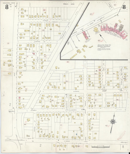 Sanborn Fire Insurance Map from Newington, Hartford County, Connecticut (1947), Sheet #0008 - Historic Sanborn Fire Insurance Map Print, vintage old map wall art, antique decor, genealogy gift, Connecticut Connecticut map