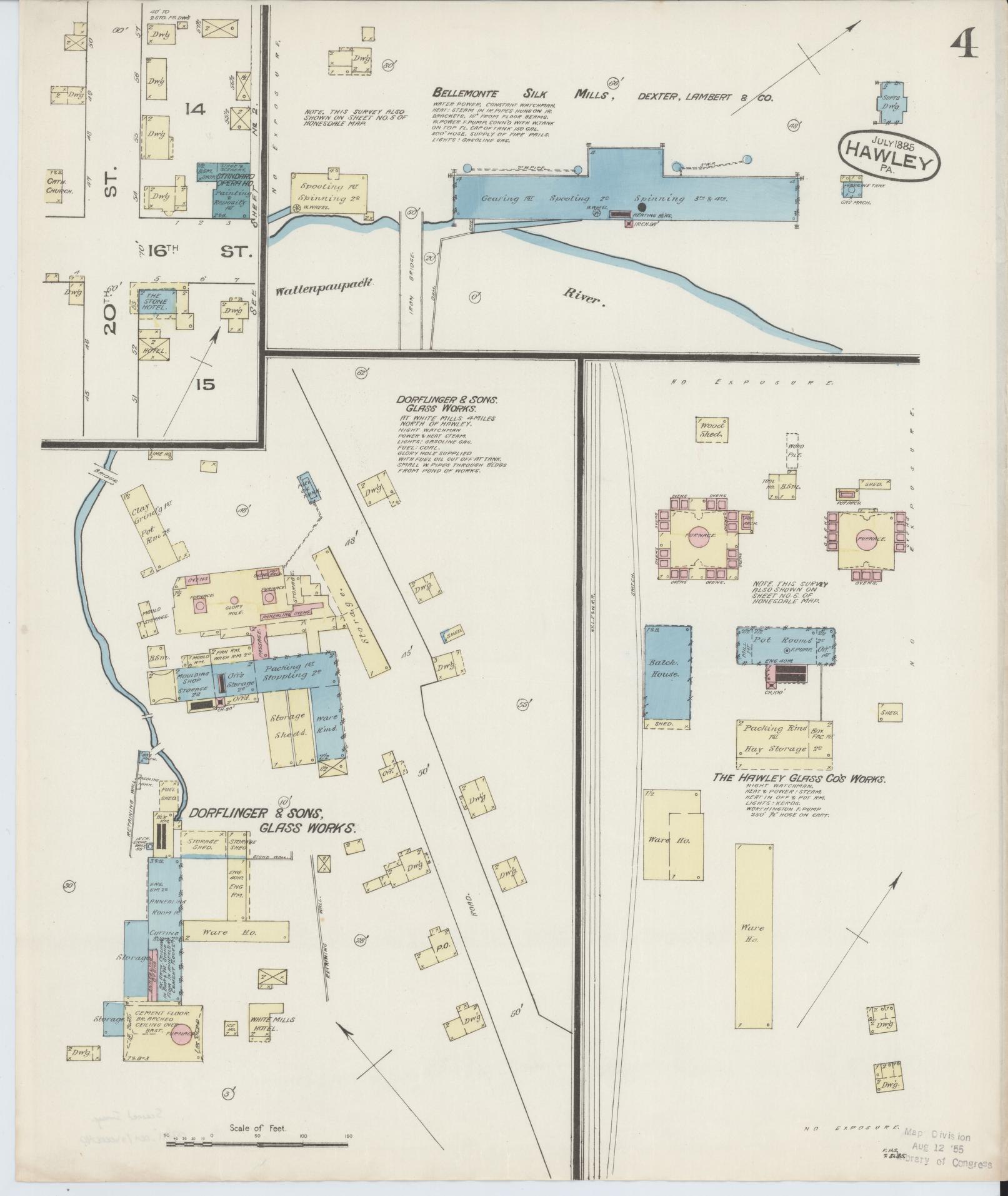 Sanborn Fire Insurance Map from Hawley, Wayne County, Pennsylvania (1885), Sheet #0004 - Complete Map Set gallery image, historic Sanborn map, vintage wall art, Pennsylvania Pennsylvania