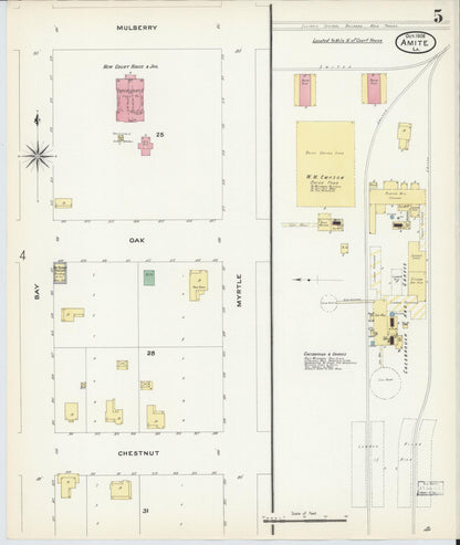 Sanborn Fire Insurance Map from Amite, Tangipahoa Parish, Louisiana (1908), Sheet #0005 - Complete Map Set gallery image, historic Sanborn map, vintage wall art, Louisiana Louisiana