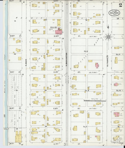Sanborn Fire Insurance Map from Delphos, Van Wert And Allen Counties, Ohio (1899), Sheet #0002 - Historic Sanborn Fire Insurance Map Print, vintage old map wall art, antique decor, genealogy gift, Ohio Ohio map