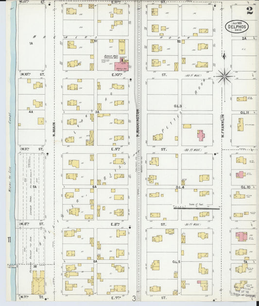 Sanborn Fire Insurance Map from Delphos, Van Wert And Allen Counties, Ohio (1899), Sheet #0002 - Historic Sanborn Fire Insurance Map Print, vintage old map wall art, antique decor, genealogy gift, Ohio Ohio map