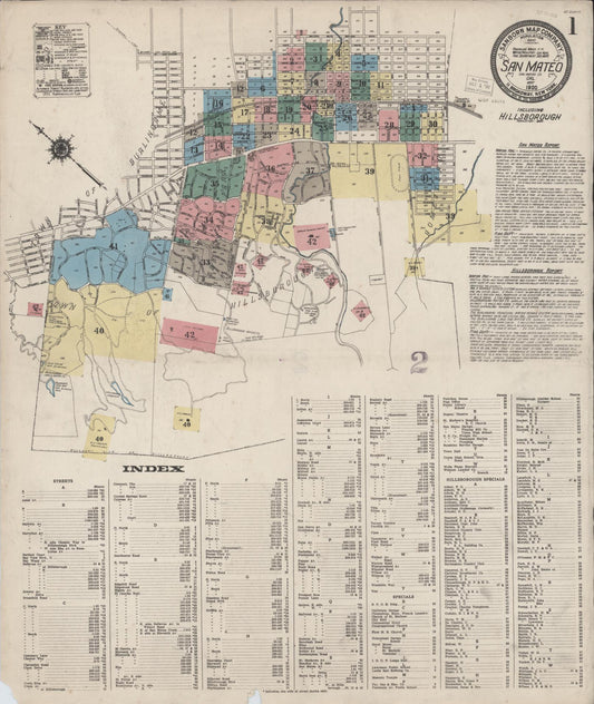 Sanborn Fire Insurance Map from San Mateo, San Mateo County, California (1920), Sheet #0001 - Complete Map Set gallery image, historic Sanborn map, vintage wall art, California California