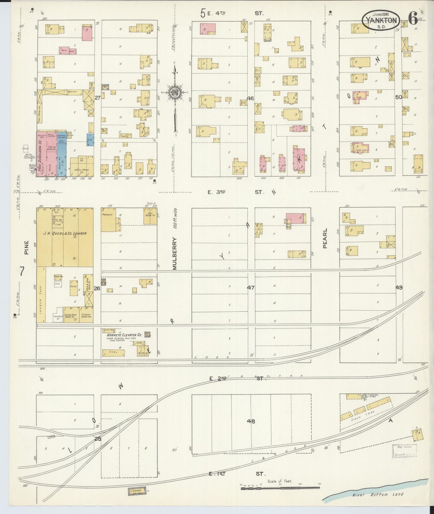 Sanborn Fire Insurance Map from Yankton, Yankton County, South Dakota (1916), Sheet #0006 - Complete Map Set gallery image, historic Sanborn map, vintage wall art, South Dakota South Dakota