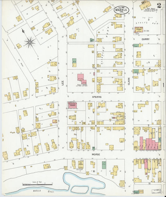 Sanborn Fire Insurance Map from Markle, Huntington County, Indiana (1900), Sheet #0002 - Historic Sanborn Fire Insurance Map Print, vintage old map wall art, antique decor, genealogy gift, Indiana Indiana map