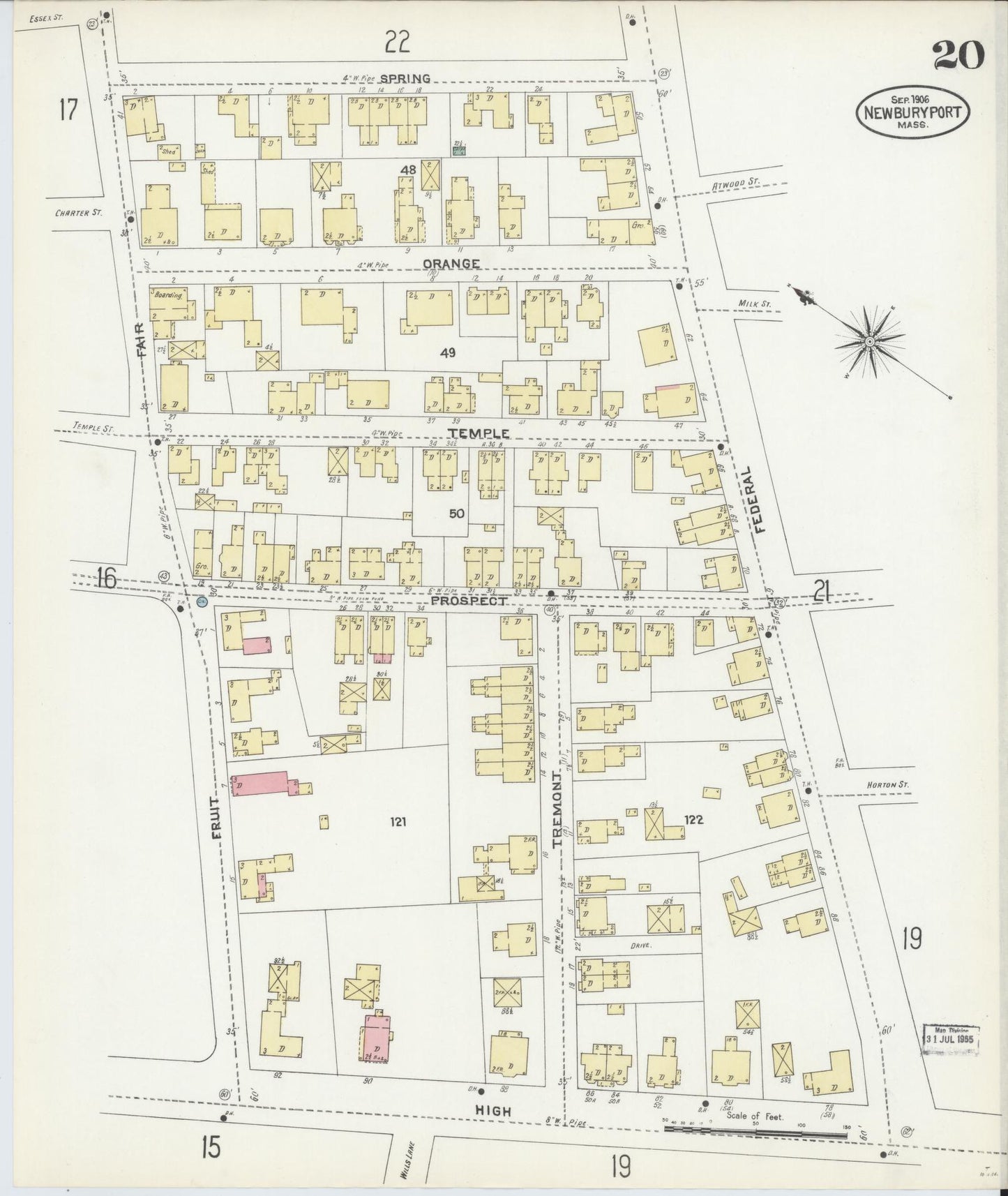 Sanborn Fire Insurance Map from Newburyport, Essex County, Massachusetts (1906), Sheet #0020 - Complete Map Set gallery image, historic Sanborn map, vintage wall art, Massachusetts Massachusetts