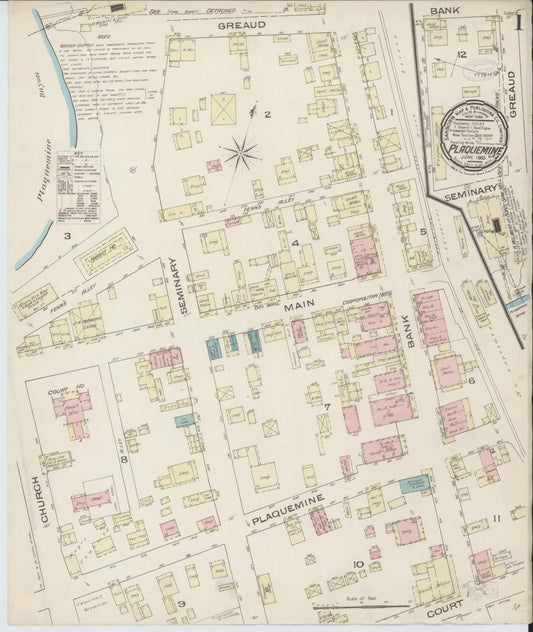 Sanborn Fire Insurance Map from Plaquemine, Iberville Parish, Louisiana. (1885) – Historic Sanborn Fire Insurance Map Print
