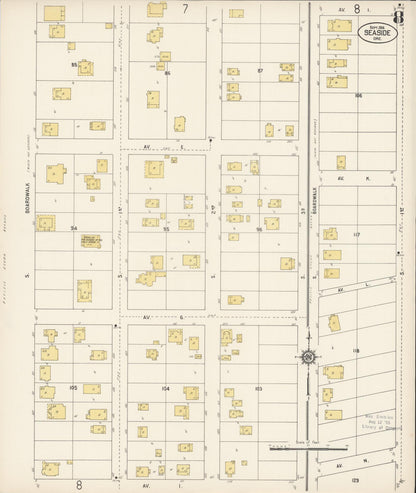 Sanborn Fire Insurance Map from Seaside, Clatsop County, Oregon (1914), Sheet #0008 - Complete Map Set gallery image, historic Sanborn map, vintage wall art, Oregon Oregon