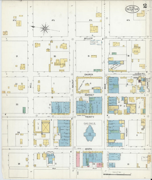 Sanborn Fire Insurance Map from Decatur, Wise County, Texas (1902), Sheet #0002 - Historic Sanborn Fire Insurance Map Print, vintage old map wall art, antique decor, genealogy gift, Texas Texas map
