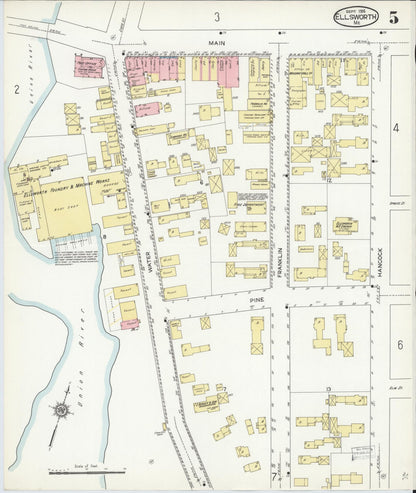 Sanborn Fire Insurance Map from Ellsworth, Hancock County, Maine (1914), Sheet #0005 - Complete Map Set gallery image, historic Sanborn map, vintage wall art, Maine Maine
