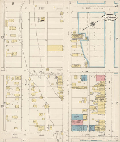 Sanborn Fire Insurance Map from Port Angeles, Clallam County, Washington (1917), Sheet #0005 - Complete Map Set gallery image, historic Sanborn map, vintage wall art, Washington Washington