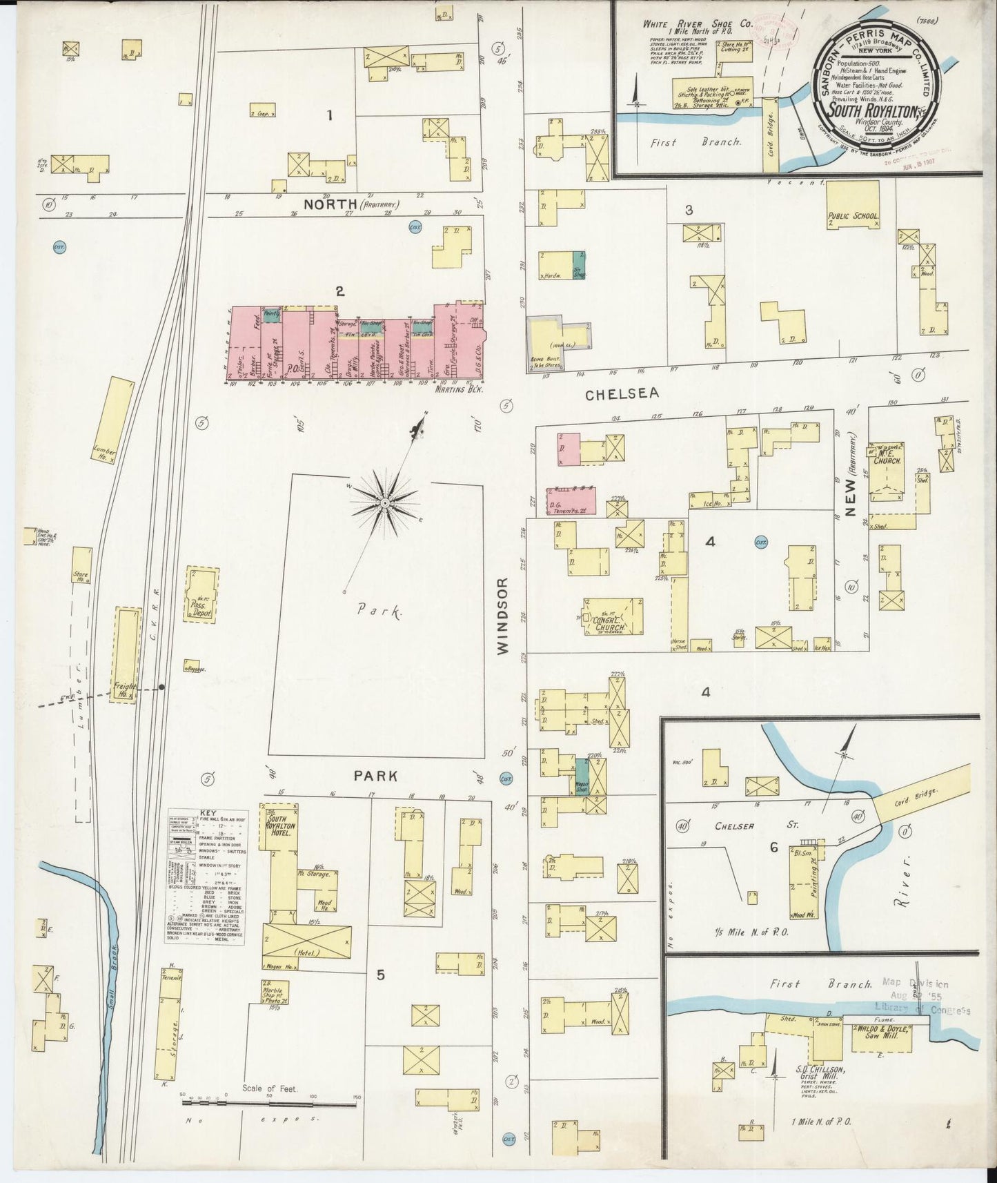 Sanborn Fire Insurance Map from South Royalton, Windsor County, Vermont. (1894) – Historic Sanborn Fire Insurance Map Print