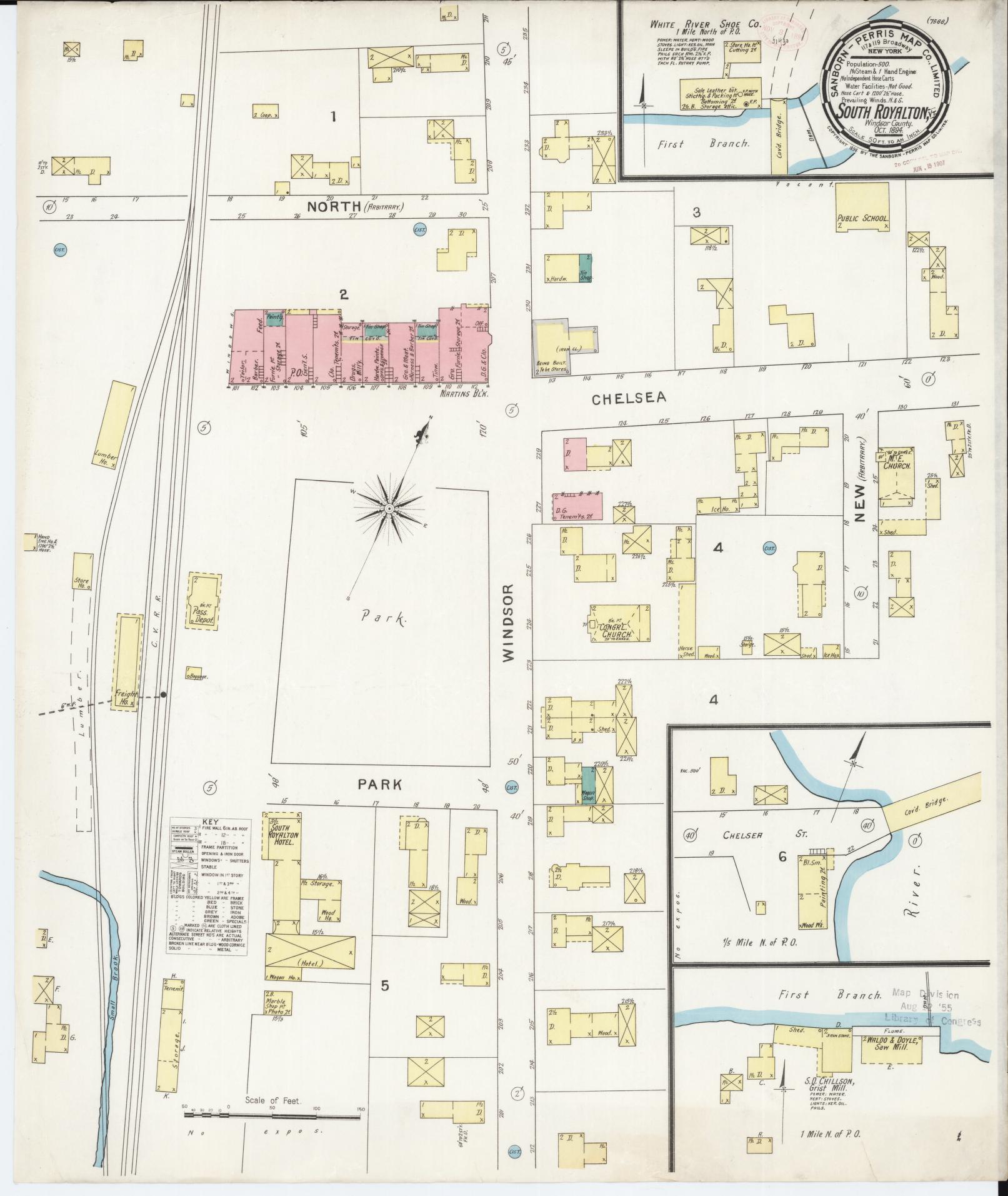 Sanborn Fire Insurance Map from South Royalton, Windsor County, Vermont. (1894) – Historic Sanborn Fire Insurance Map Print