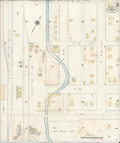 Sanborn Fire Insurance Map from Choteau, Teton County, Montana (1943), Sheet #0003 - Complete Map Set gallery image, historic Sanborn map, vintage wall art, Montana Montana