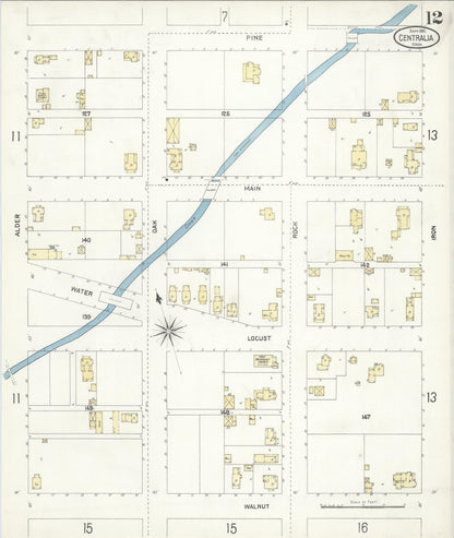 Sanborn Fire Insurance Map from Centralia, Lewis County, Washington (1901), Sheet #0012 - Complete Map Set gallery image, historic Sanborn map, vintage wall art, Washington Washington