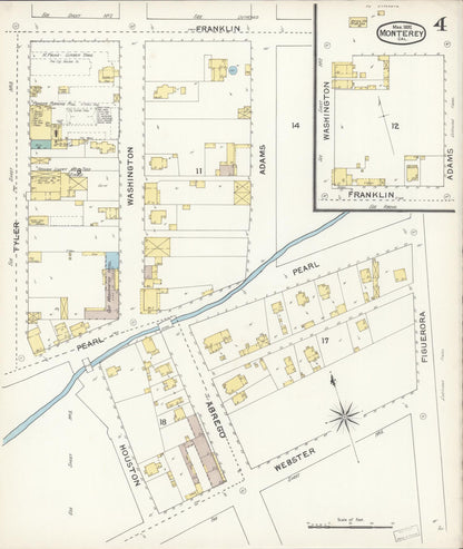 Sanborn Fire Insurance Map from Monterey, Monterey County, California (1892), Sheet #0004 - Complete Map Set gallery image, historic Sanborn map, vintage wall art, California California