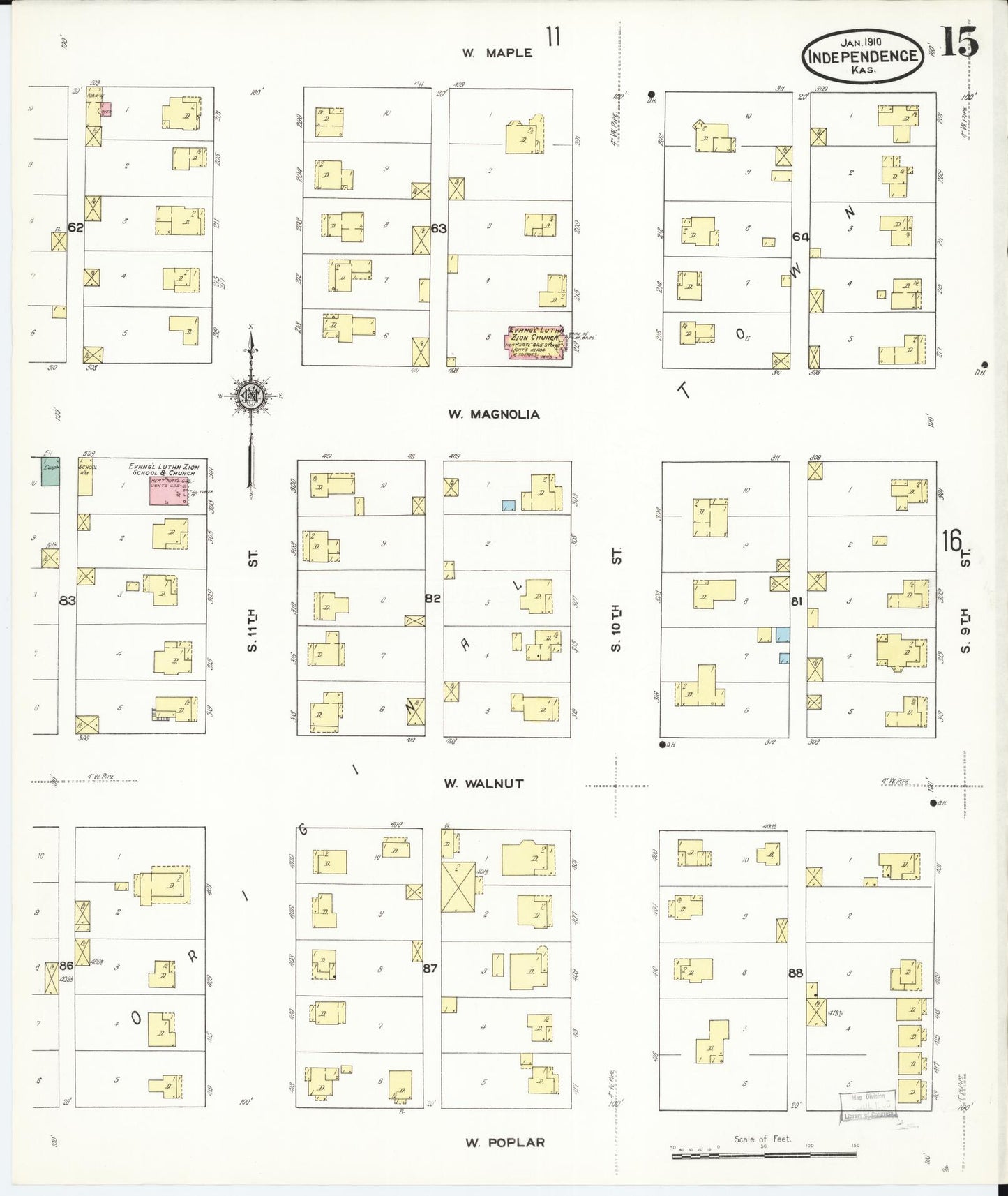 Sanborn Fire Insurance Map from Independence, Montgomery County, Kansas (1910), Sheet #0015 - Complete Map Set gallery image, historic Sanborn map, vintage wall art, Kansas Kansas
