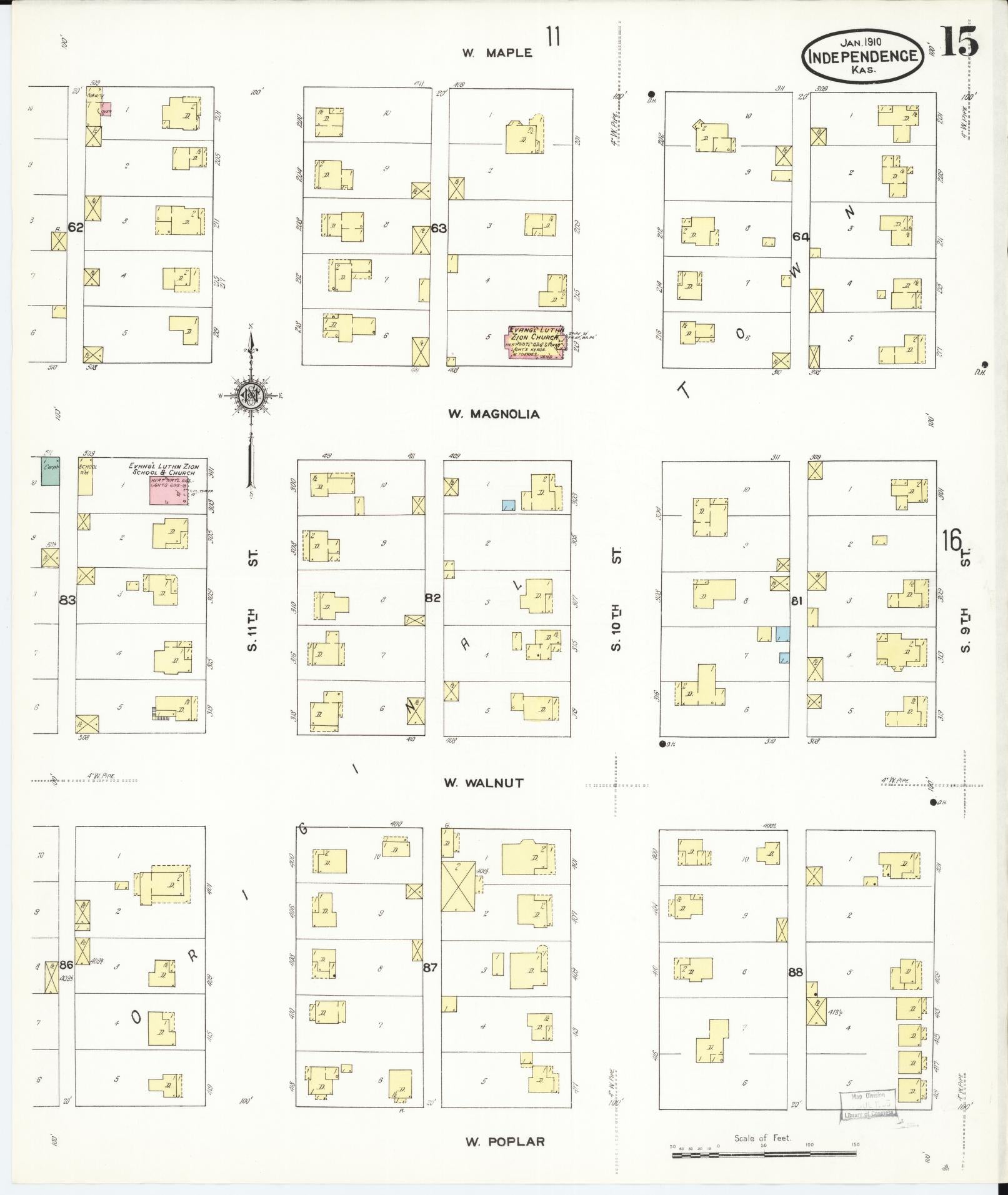 Sanborn Fire Insurance Map from Independence, Montgomery County, Kansas (1910), Sheet #0015 - Complete Map Set gallery image, historic Sanborn map, vintage wall art, Kansas Kansas