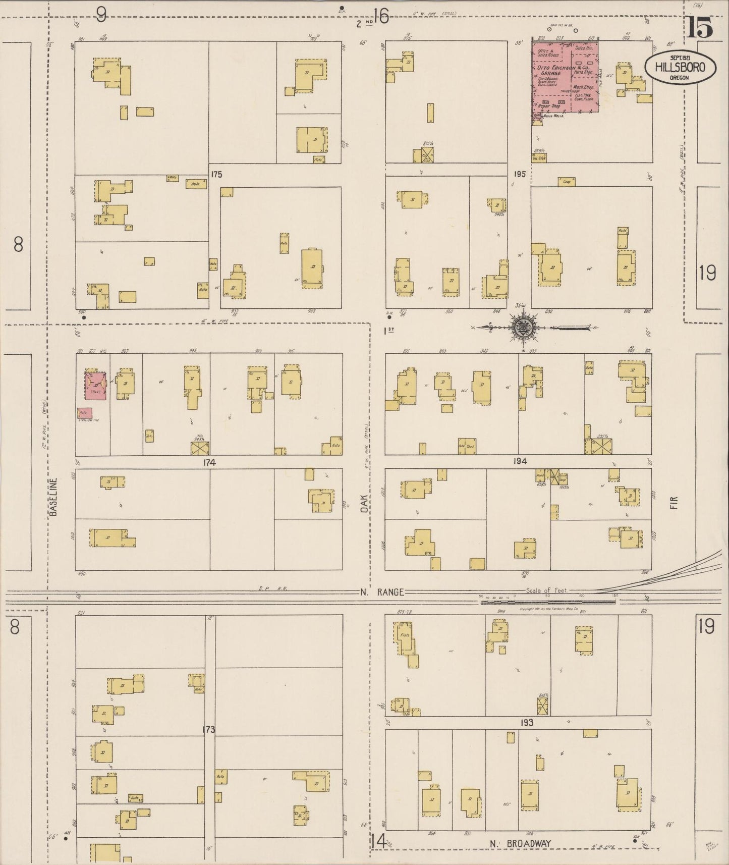 Sanborn Fire Insurance Map from Hillsboro, Washington County, Oregon (1921), Sheet #0015 - Complete Map Set gallery image, historic Sanborn map, vintage wall art, Oregon Oregon