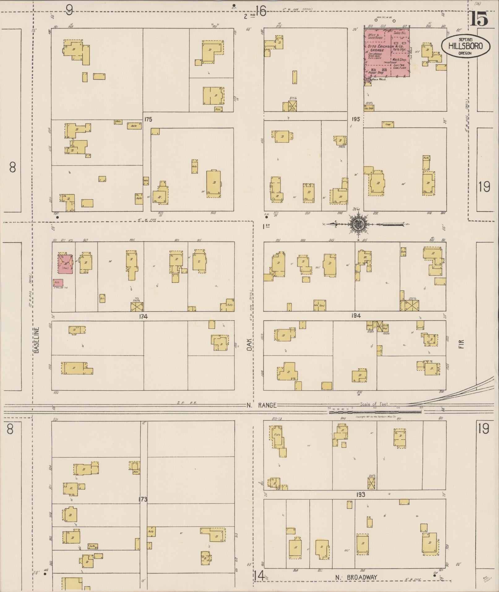 Sanborn Fire Insurance Map from Hillsboro, Washington County, Oregon (1921), Sheet #0015 - Complete Map Set gallery image, historic Sanborn map, vintage wall art, Oregon Oregon