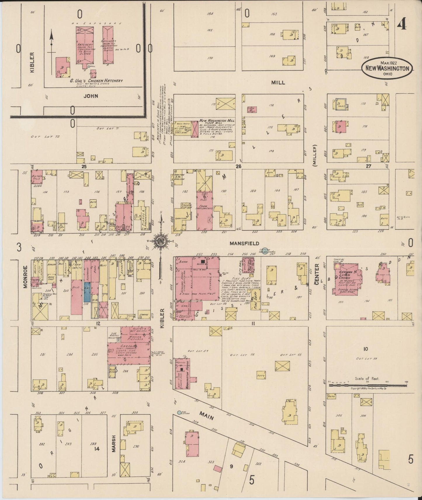 Sanborn Fire Insurance Map from New Washington, Crawford County, Ohio (1922), Sheet #0004 - Complete Map Set gallery image, historic Sanborn map, vintage wall art, Ohio Ohio