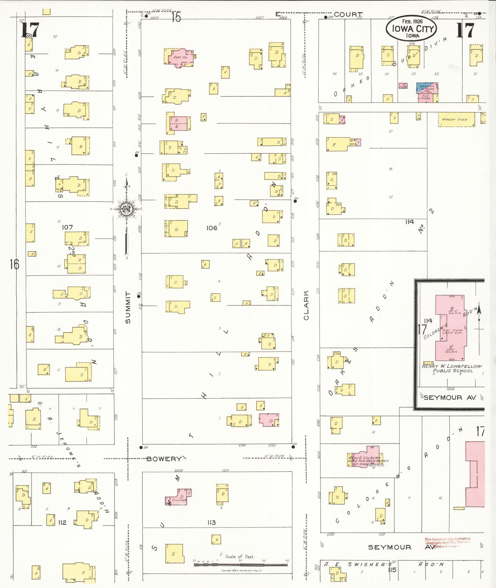 Sanborn Fire Insurance Map from Iowa City, Johnson County, Iowa (1926), Sheet #0017 - Historic Sanborn Fire Insurance Map Print, vintage old map wall art
