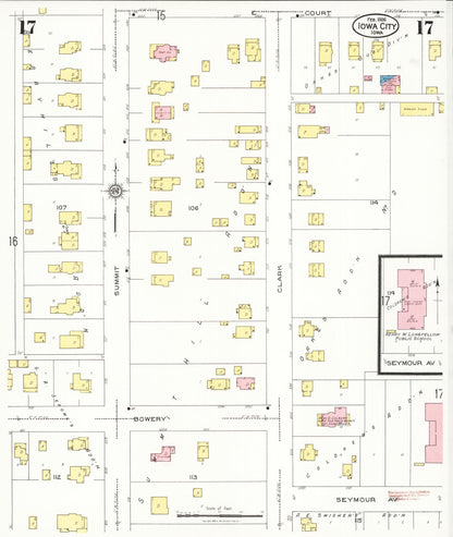 Sanborn Fire Insurance Map from Iowa City, Johnson County, Iowa (1926), Sheet #0017 - Historic Sanborn Fire Insurance Map Print, vintage old map wall art