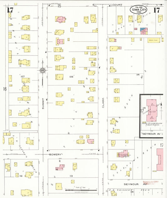 Sanborn Fire Insurance Map from Iowa City, Johnson County, Iowa (1926), Sheet #0017 - Historic Sanborn Fire Insurance Map Print, vintage old map wall art