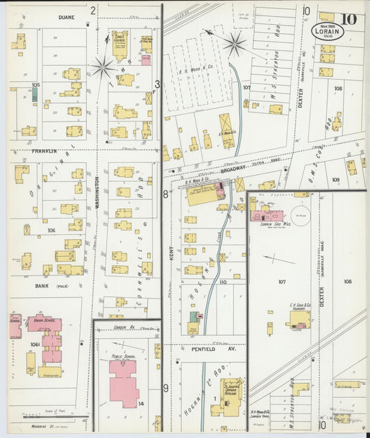 Sanborn Fire Insurance Map from Lorain, Lorain County, Ohio (1900), Sheet #0010 - Historic Sanborn Fire Insurance Map Print, vintage old map wall art, antique decor, genealogy gift, Ohio Ohio map