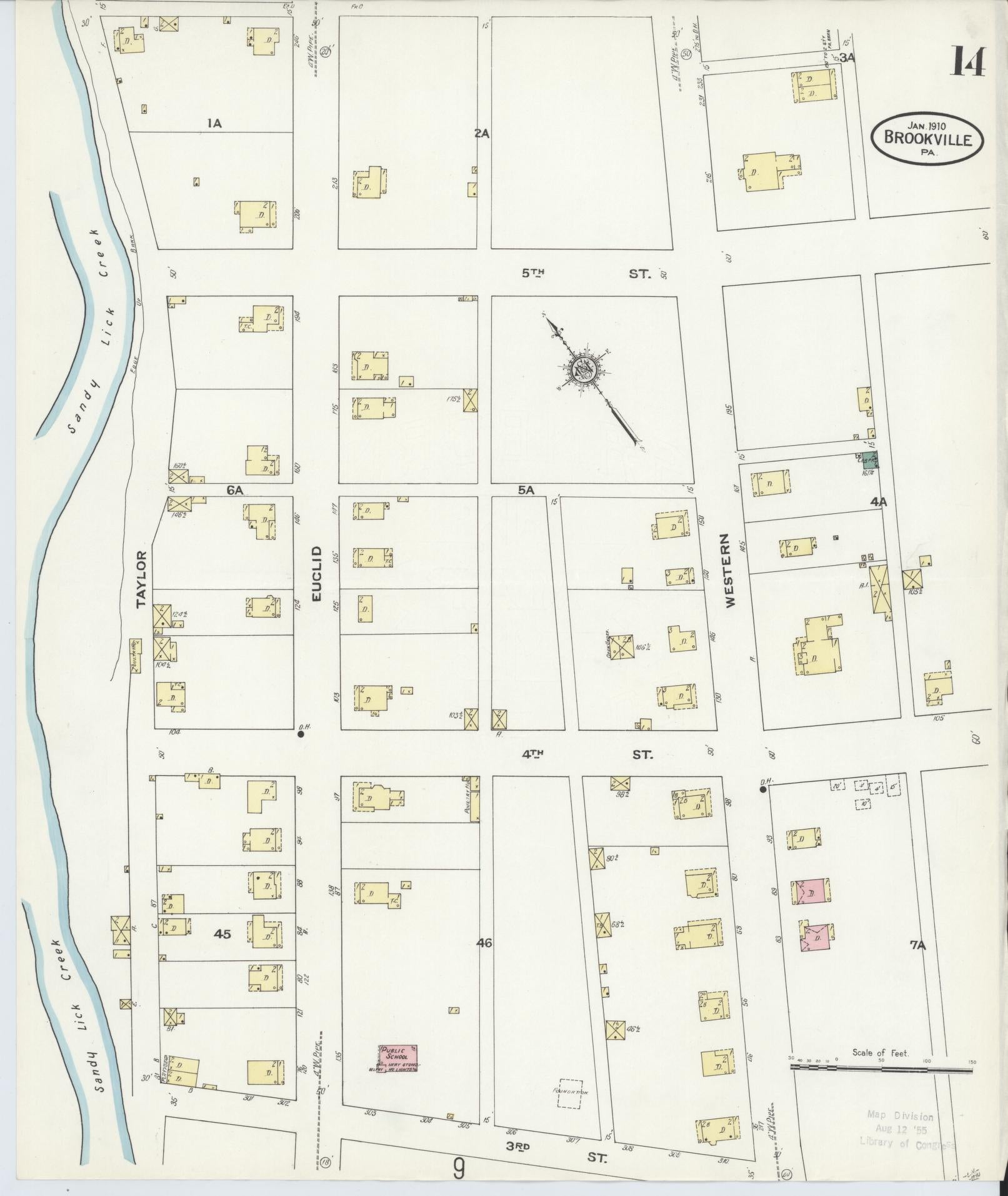Sanborn Fire Insurance Map from Brookville, Jefferson County, Pennsylvania (1910), Sheet #0014 - Historic Sanborn Fire Insurance Map Print, vintage old map wall art, antique decor, genealogy gift, Pennsylvania Pennsylvania map