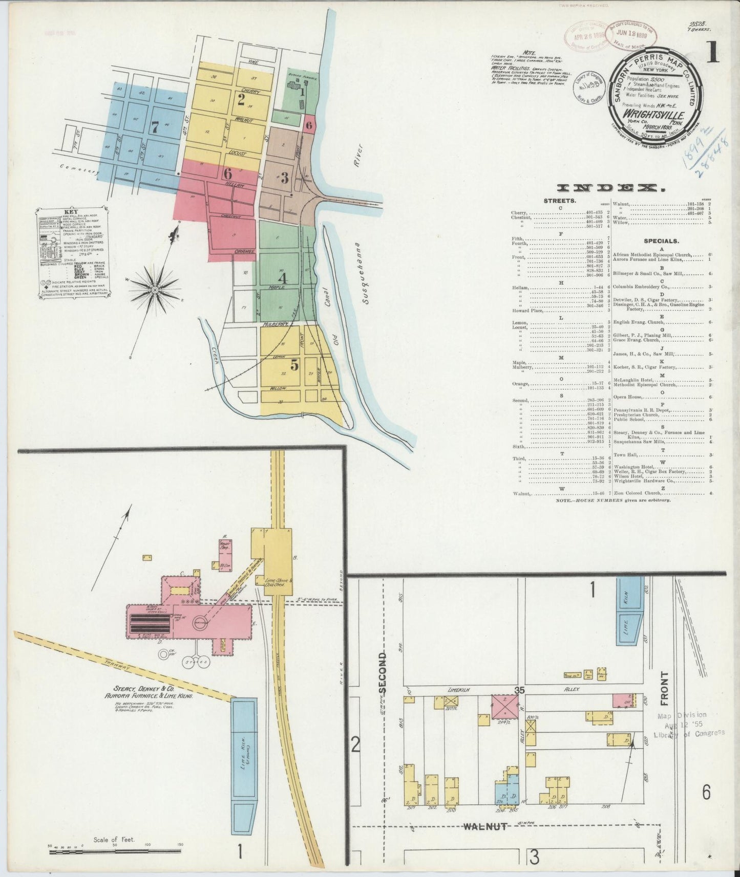Sanborn Fire Insurance Map from Wrightsville, York County, Pennsylvania (1899), Sheet #0001 - Complete Map Set gallery image, historic Sanborn map, vintage wall art, Pennsylvania Pennsylvania